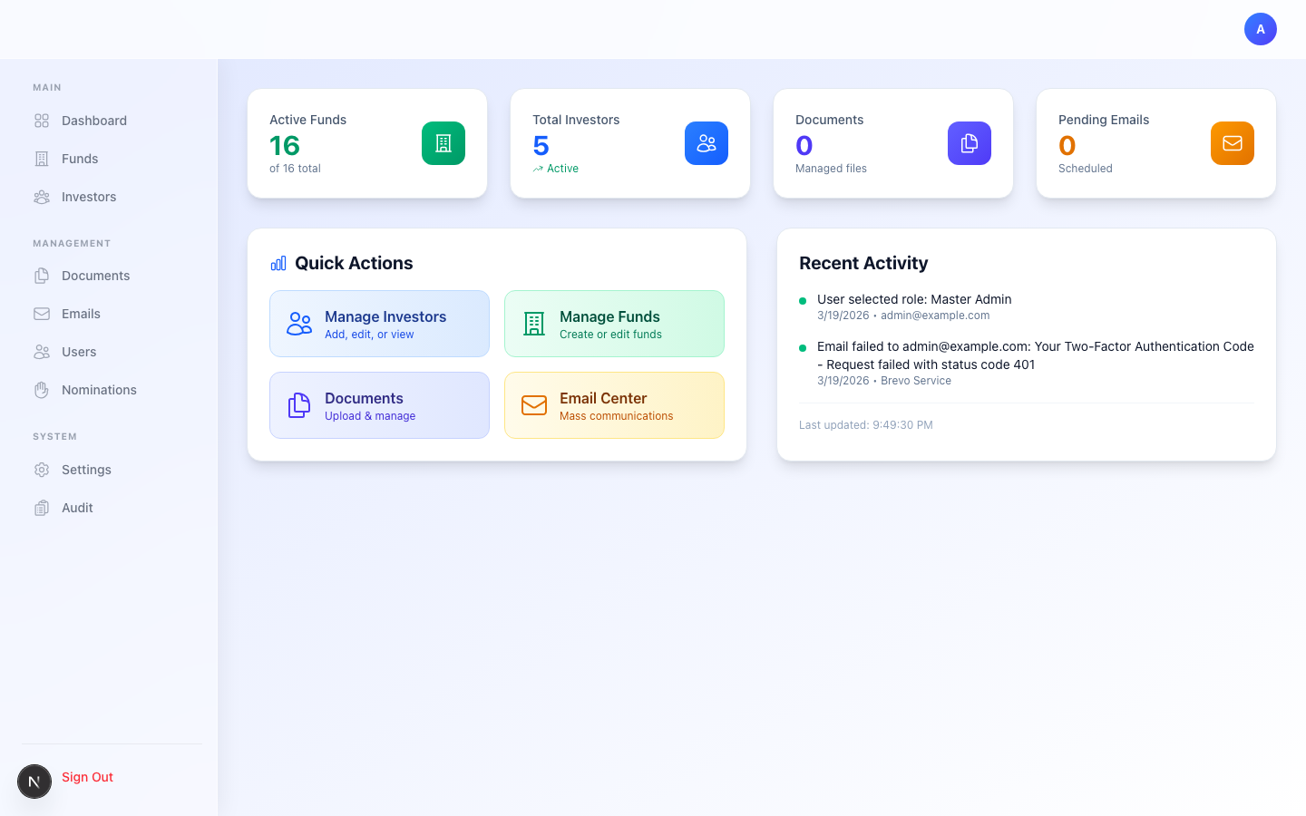 Investor Portal Dashboard